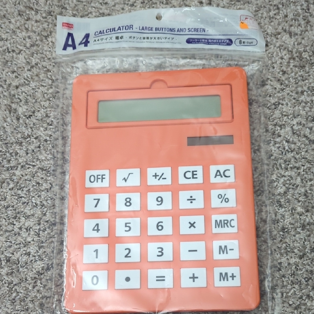 Orange A4 Calculator with Large Buttons